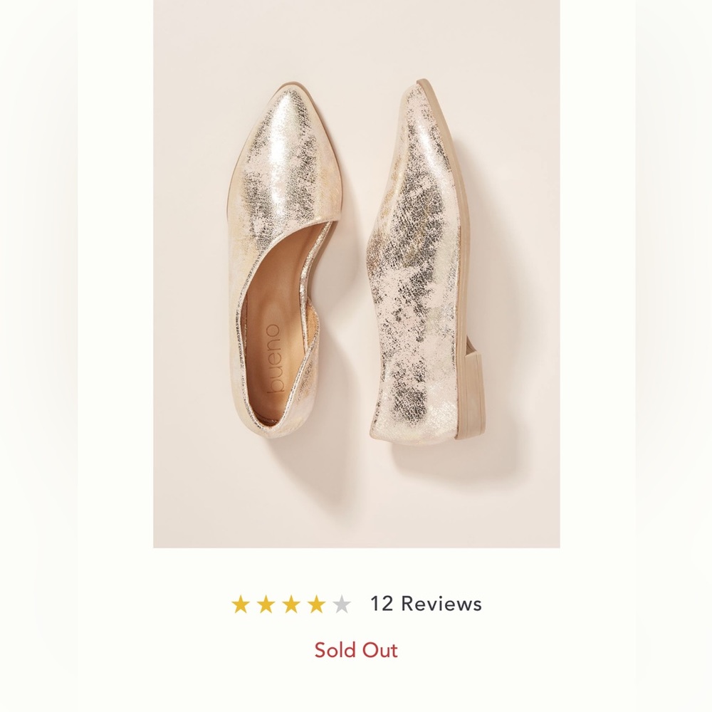 Bueno Metallic Gold Pointed-Toe Flats